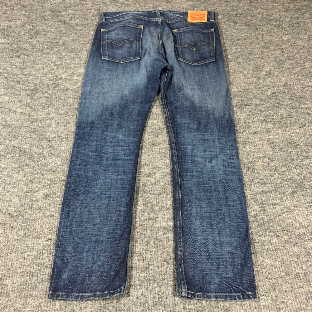 Levis 513 Slim Straight Jeans Mens 36x32 Blue Dark Wash Denim Casual Classic - Picture 11 of 13